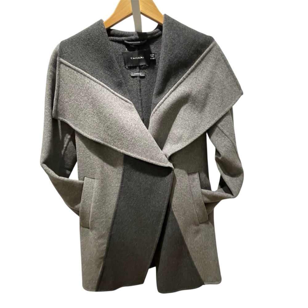 Tahari Handmade Two Tone Double Face
Wool Blend Wrap Coat - Like New condition